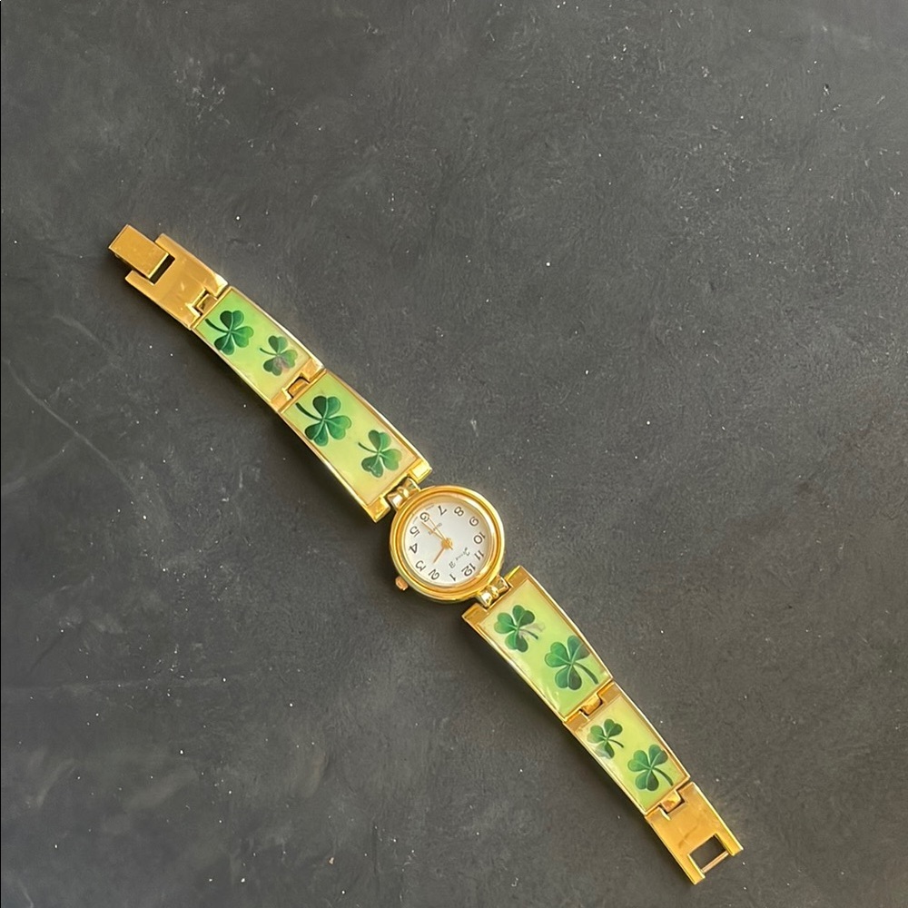 Gold and Green Shamrock Watch